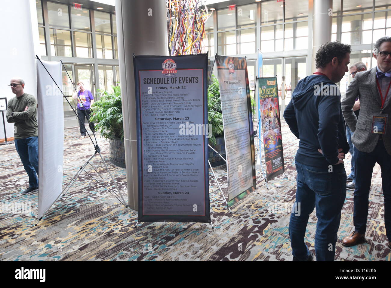 Frisco, USA. 23rd March, 2019. A list of schedule events at the Texas