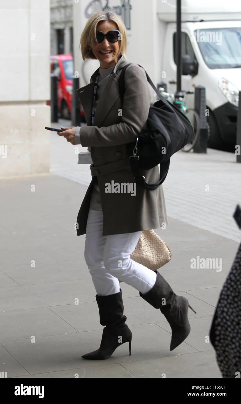 London, UK, 24th March 2019. Emily Maitlis British journalist arrives for the the BBC Andrew Marr Show at the BBC studios Stock Photo