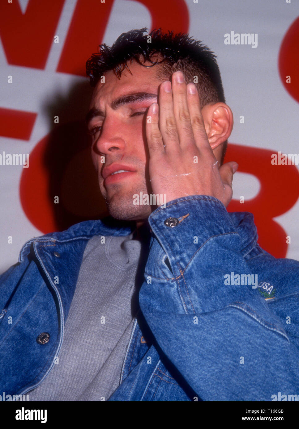 LOS ANGELES, CA - MARCH 5: Boxer Oscar De La Hoya at press conference for WBO super featherweight title by a RTD 10 at fight against boxer Jimmi Bredahl on March 5, 1994 at Olympic Auditorium in Los Angeles, California. Photo by Barry King/Alamy Stock Photo Stock Photo