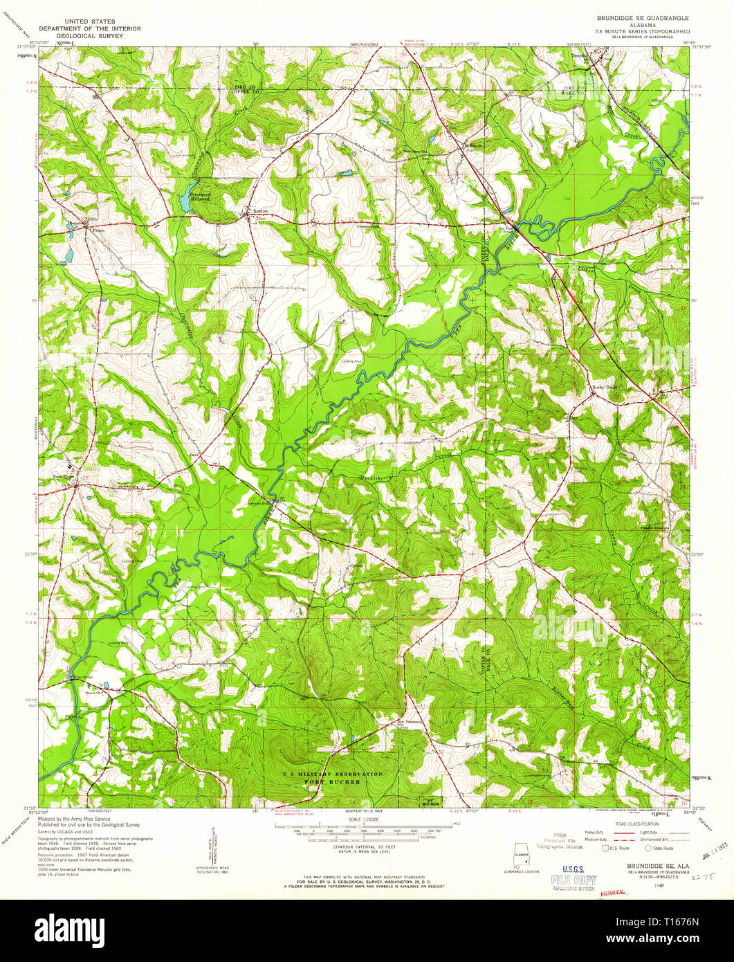 USGS TOPO Map Alabama AL Brundidge SE 303365 1960 24000 Stock Photo