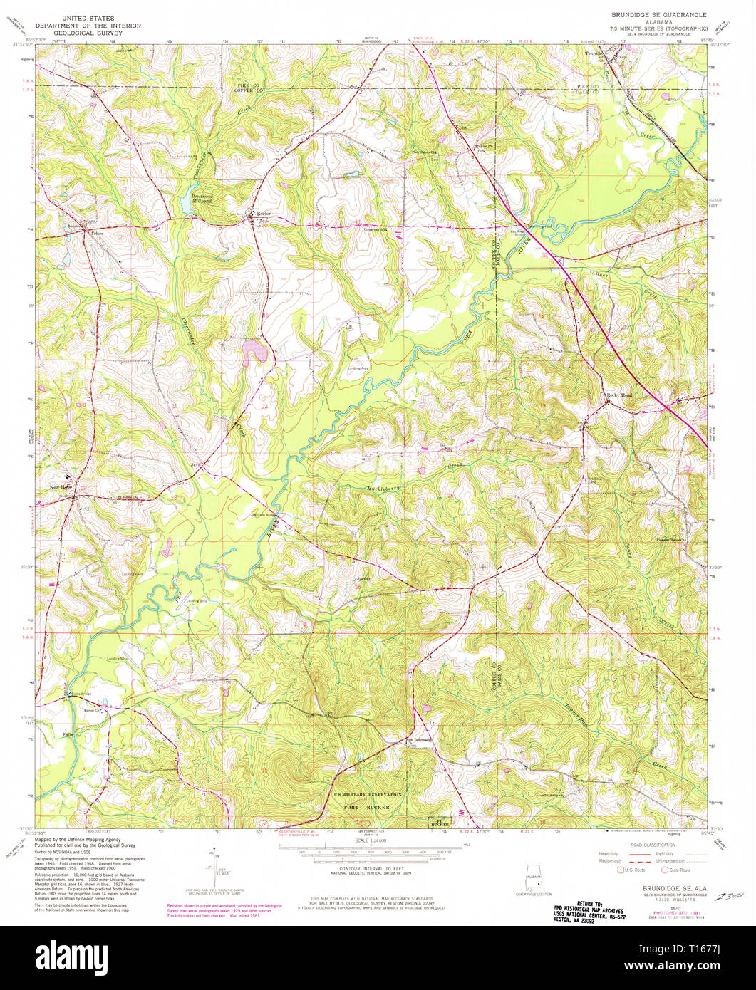 USGS TOPO Map Alabama AL Brundidge SE 303366 1960 24000 Stock Photo