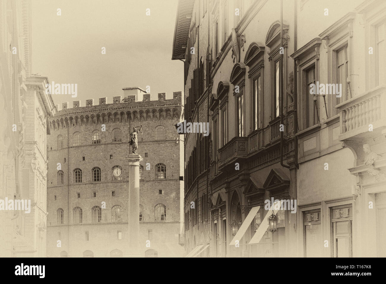 The Column of Justice at the Piazza Santa Trinita, Florence, Tuscany, Italy. Stock Photo