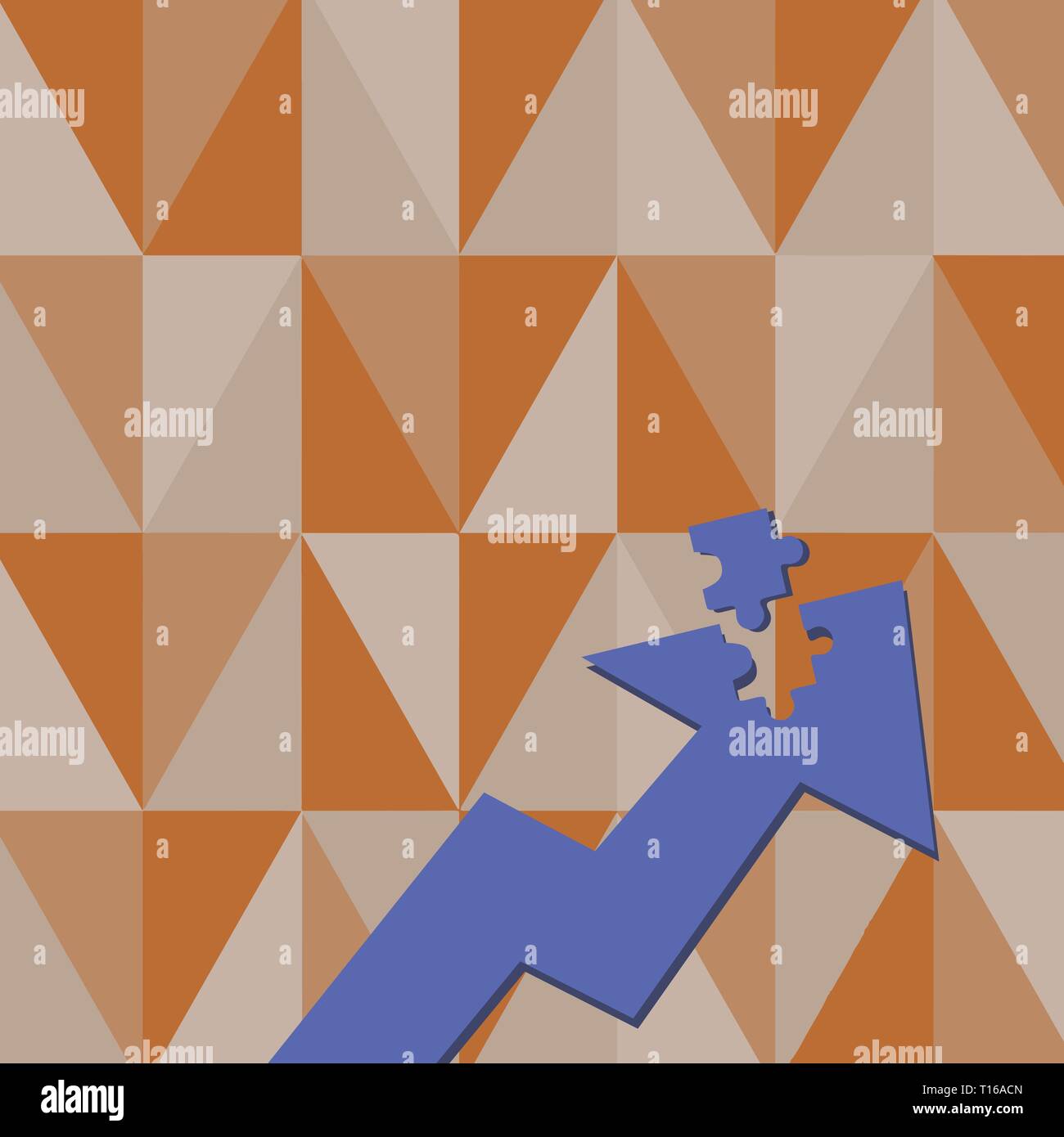 Colorful Arrow Pointing Upward with Detached Part Like Jigsaw Puzzle