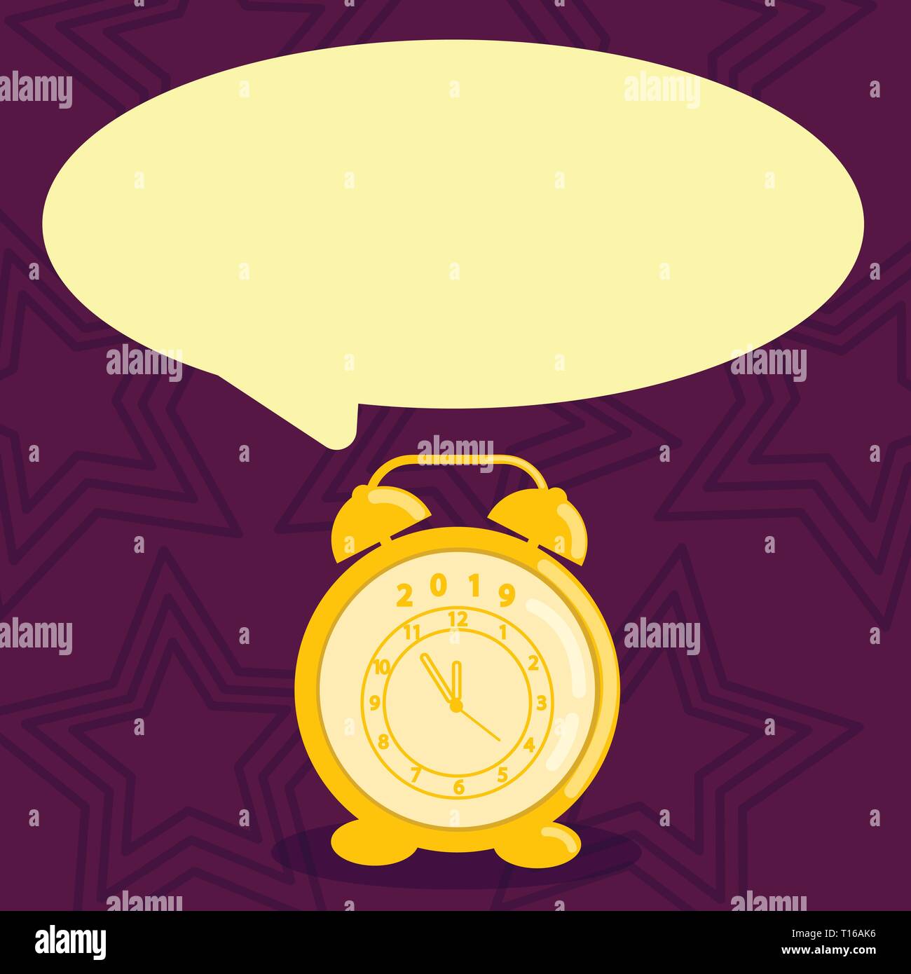 Round Blank Speech Balloon in Pastel Shade and Colorful Analog Alarm Clock Design business concept Empty copy text for Web banners promotional materia Stock Vector