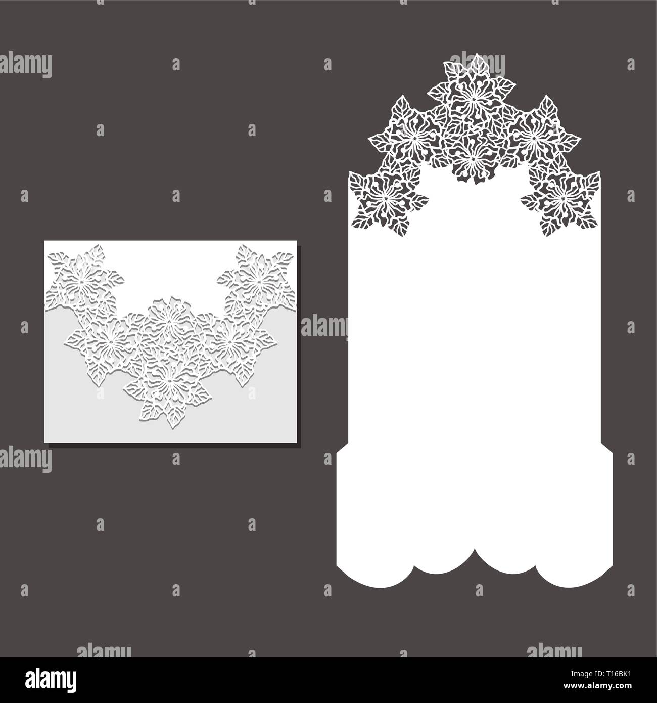 Laser cut envelope template for invitation wedding card. Paper greeting