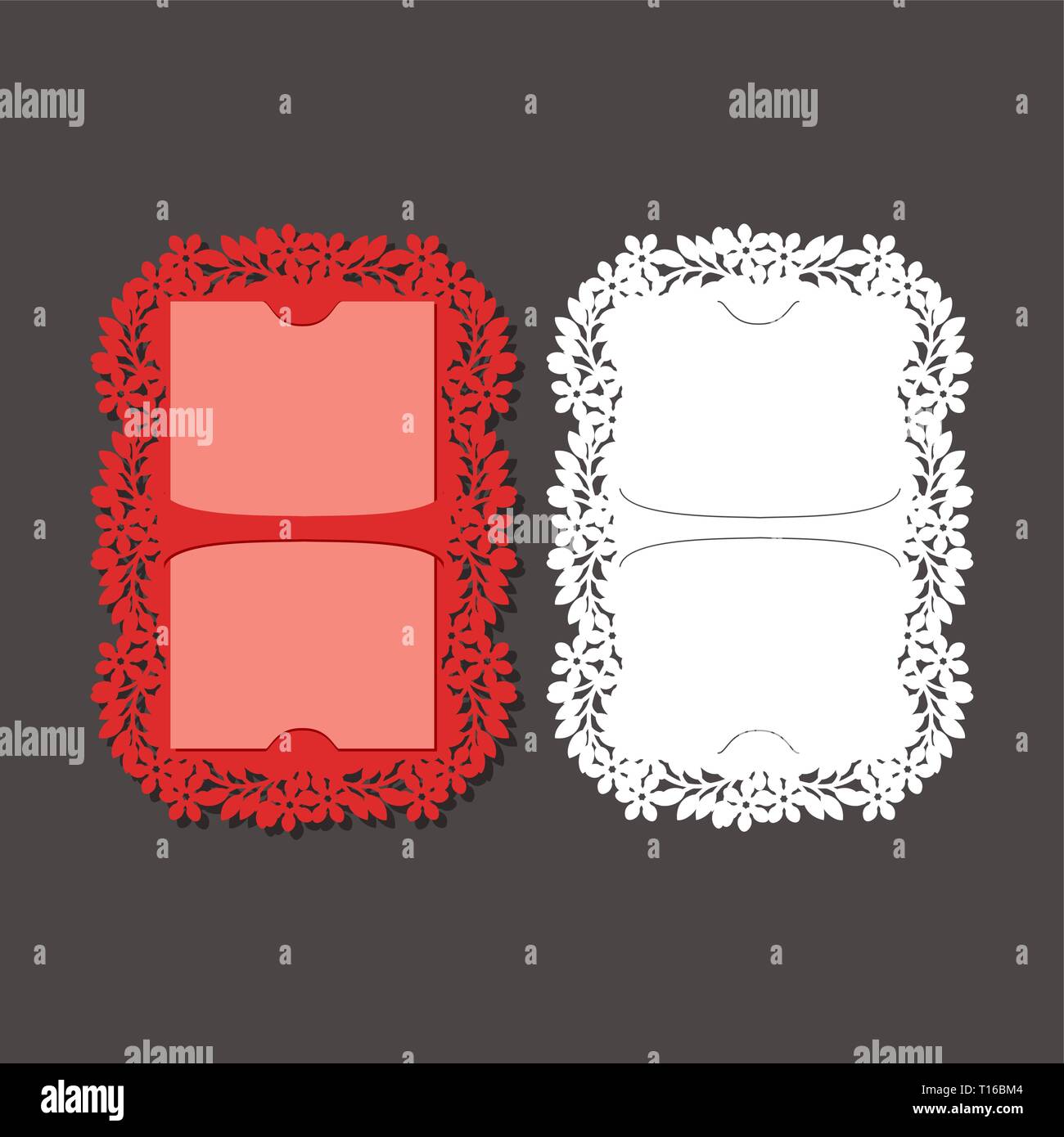 Laser cut envelope template for invitation wedding card. Paper greeting
