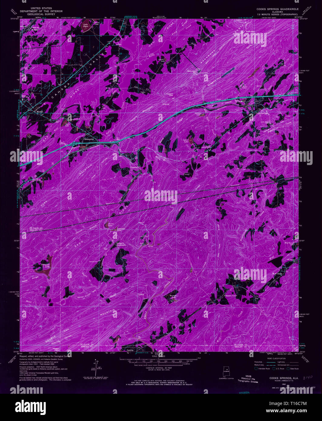USGS TOPO Map Alabama AL Cooks Springs 303575 1962 24000 Inverted Stock ...