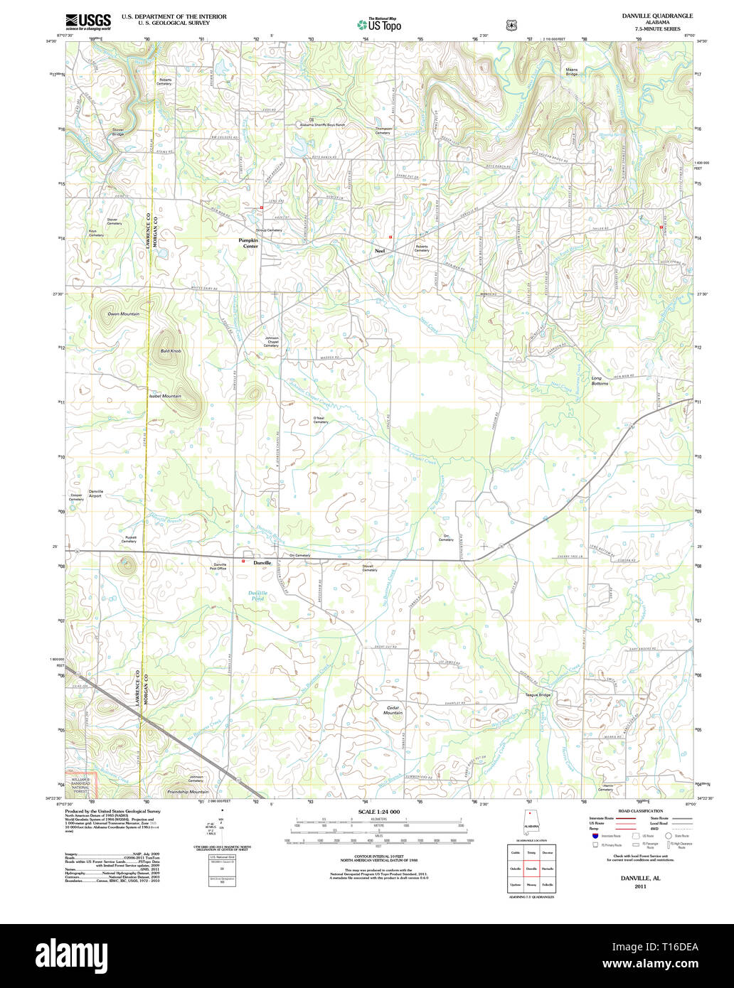 USGS TOPO Map Alabama AL Danville 20111013 TM Stock Photo Alamy