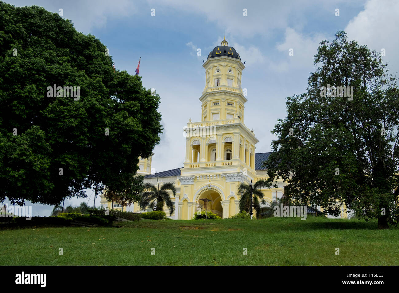 Exterior of the Sultan Abu Bakar Mosque in Johor Bahru, Malaysia 
