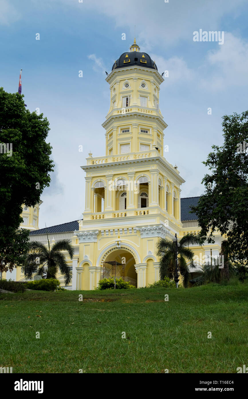 Exterior of the Sultan Abu Bakar Mosque in Johor Bahru, Malaysia 