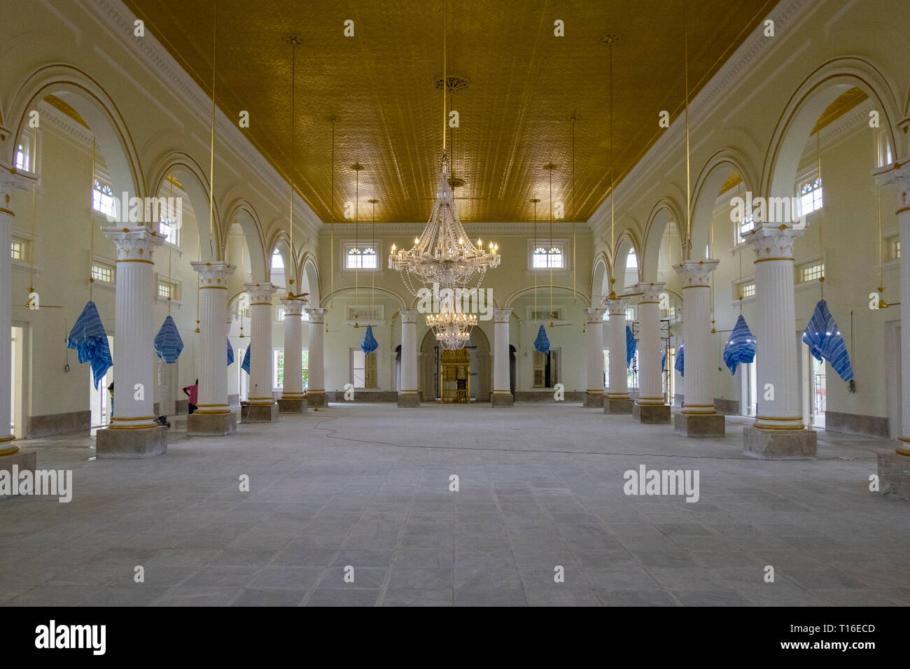 Interior renovation in progress at the Sultan Abu Bakar Mosque in 