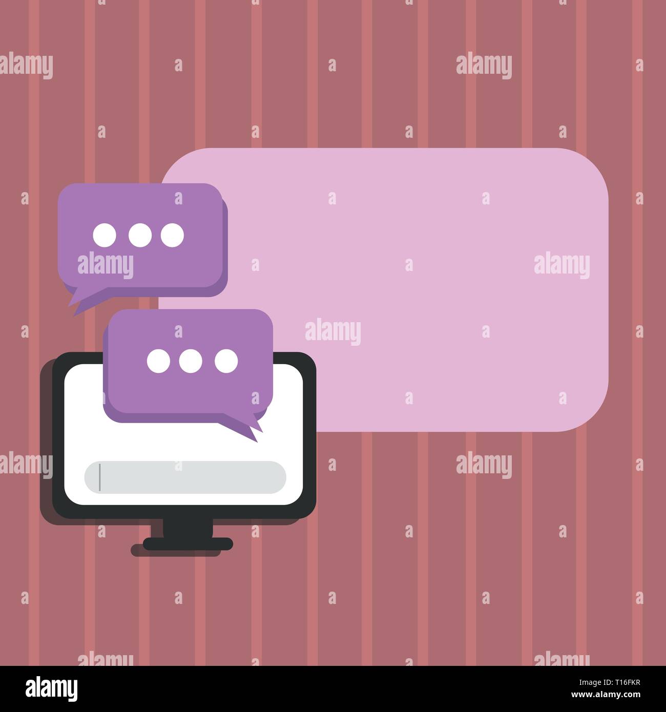 Blank Computer Monitor and Two Speech Balloon with Three Dots for Chat ...