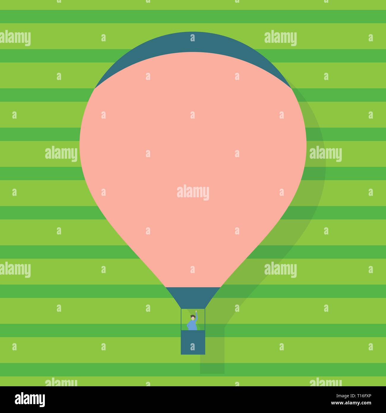 blank pink hot air balloon floating with one passenger