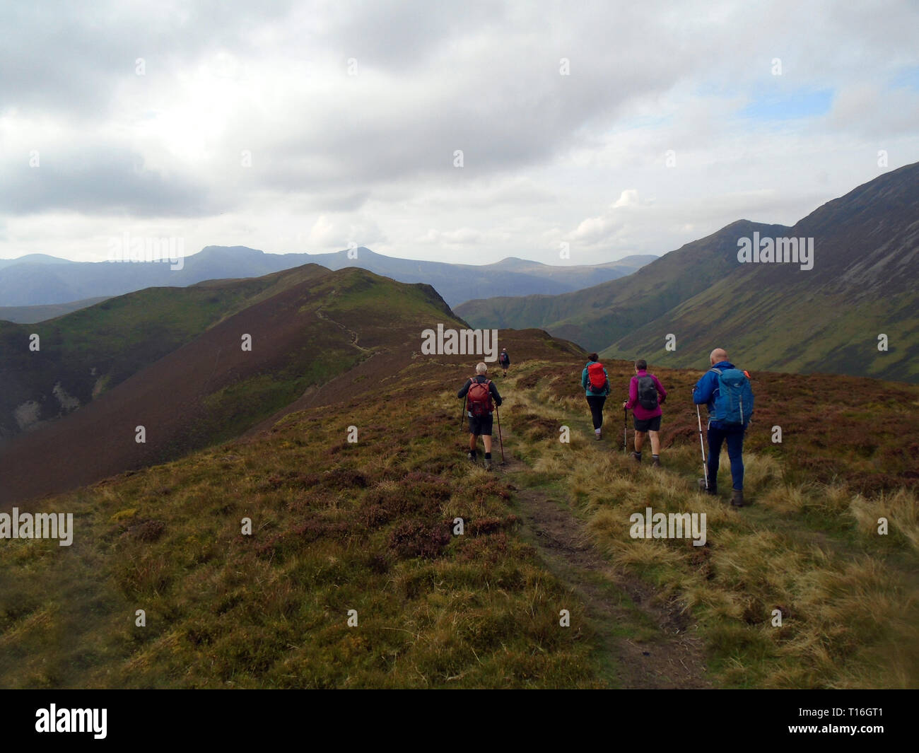 A Fellwalking Group on the Ridge Path from Aikin Knott on the ...