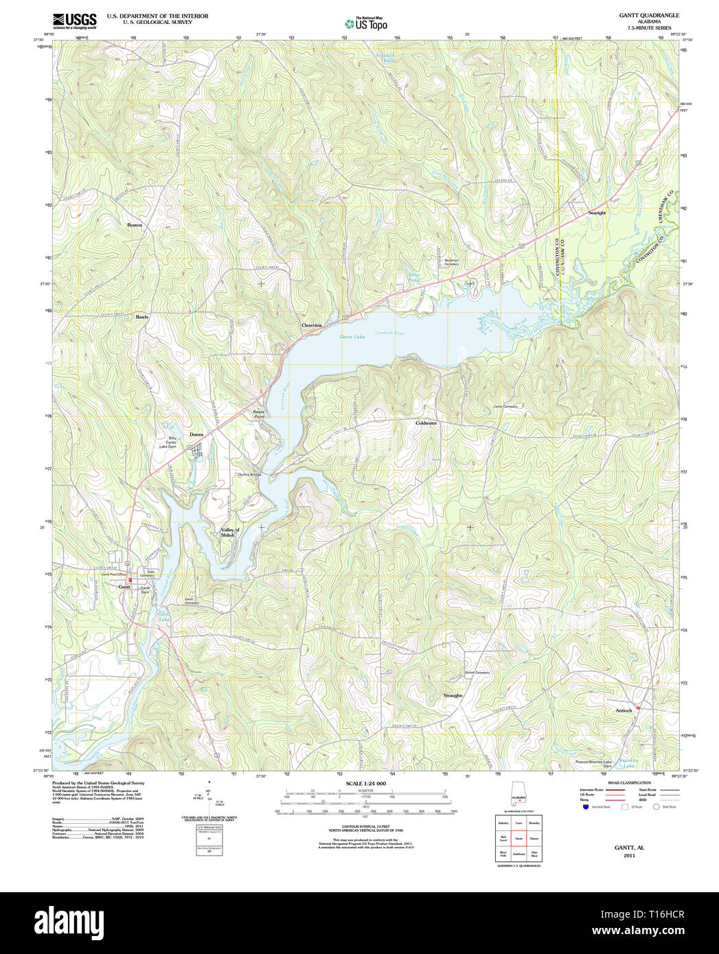 USGS TOPO Map Alabama AL Gantt 20110915 TM Stock Photo Alamy