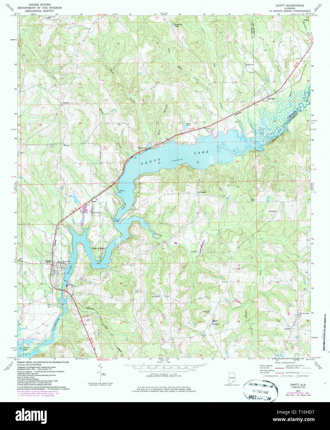 USGS TOPO Map Alabama AL Gantt 303930 1971 24000 Stock Photo Alamy