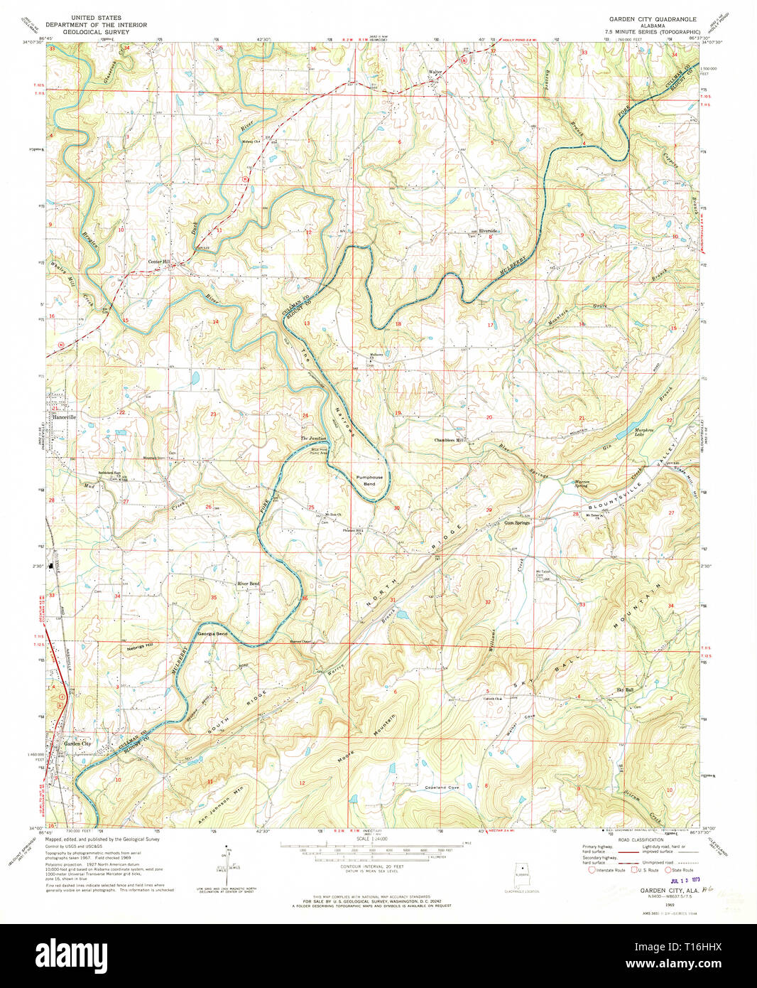 Usgs Topo Map Alabama Al Garden City 303937 1969 24000 Stock Photo