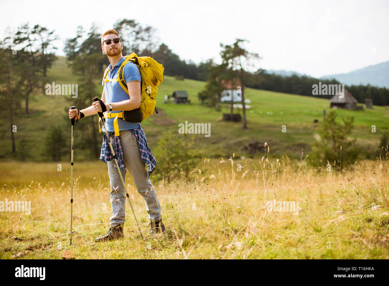 Spring Hike Man Active healthy man hiking at spring nature Stock Photo - Alamy