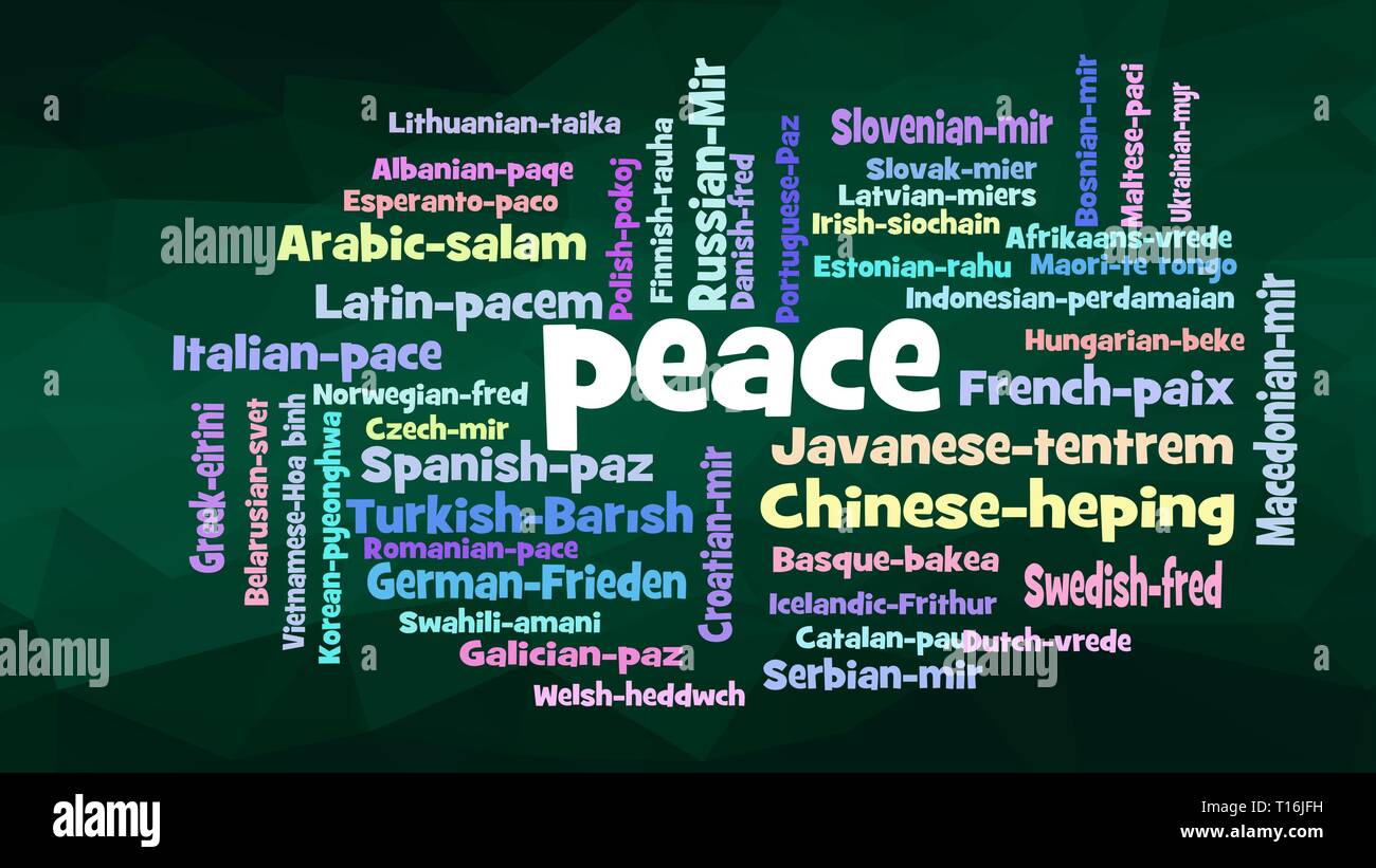 Peace Word Cloud, Shows Equivalents Of 'Peace', How To Say It In Many Languages, Vector Esp10 Stock Vector Image & Art - Alamy