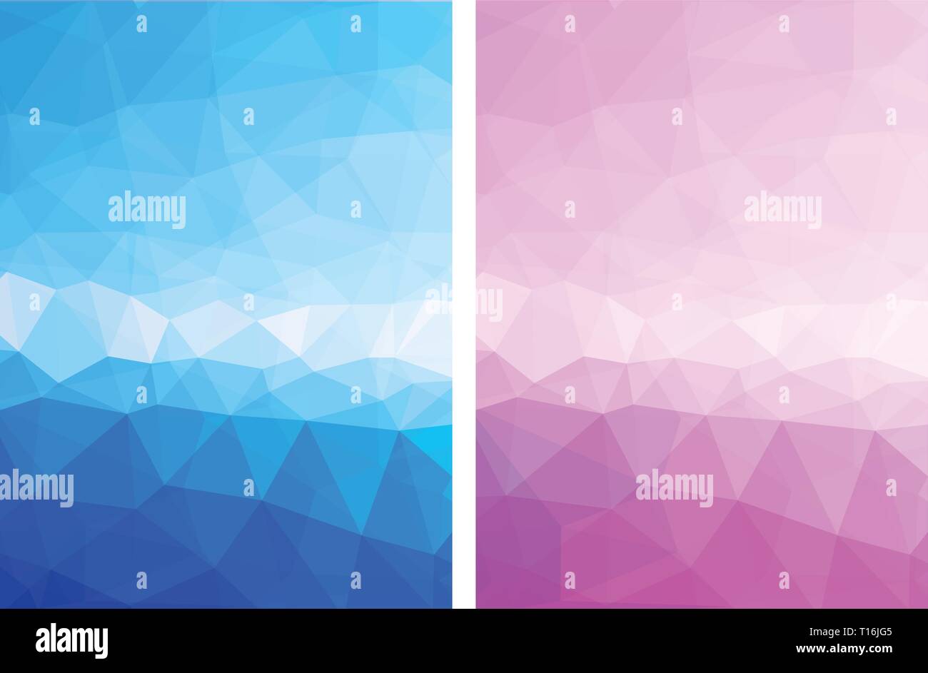 Elegant blue pink abstract low polygon vector background set Stock Vector