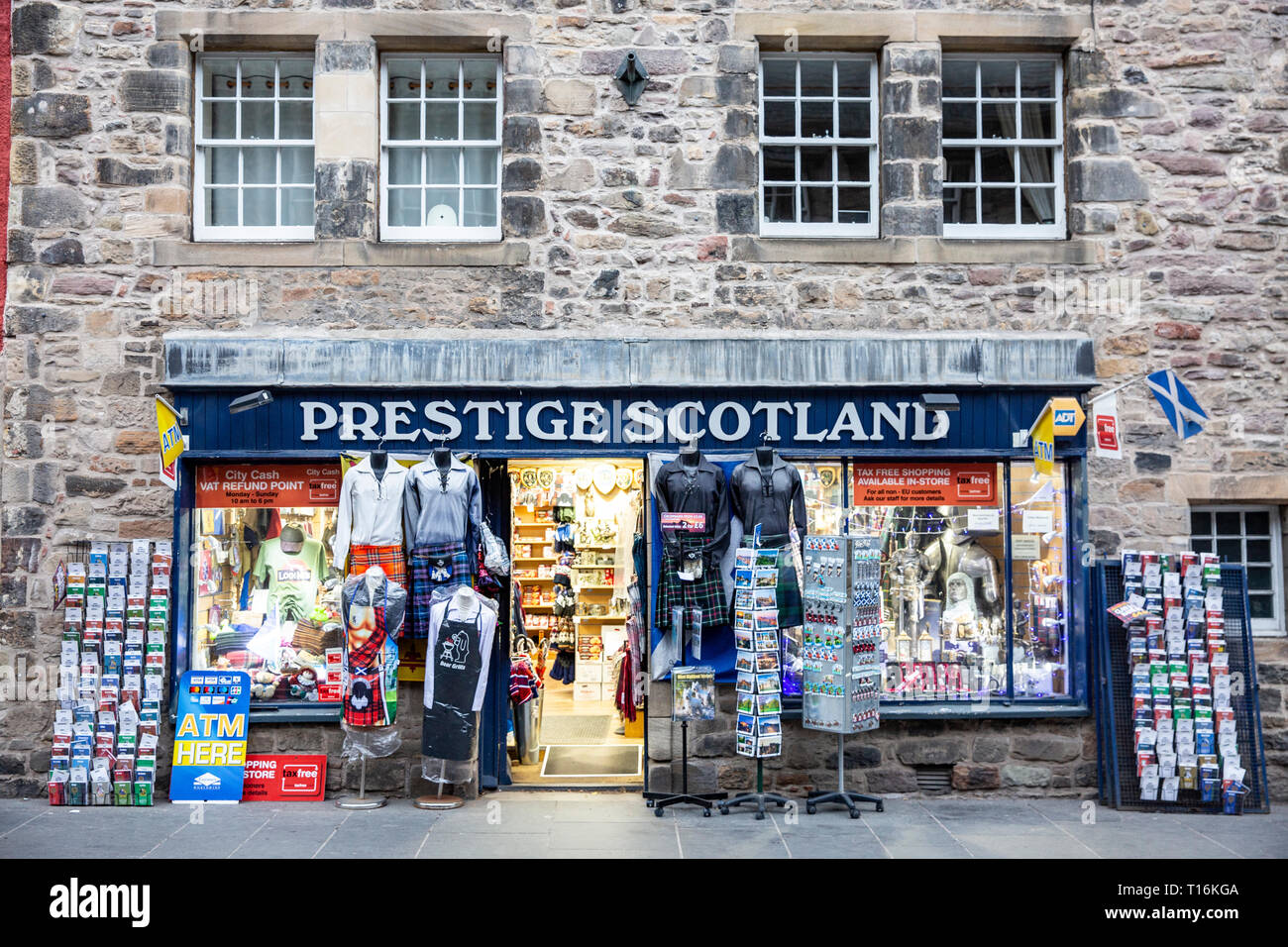 Prestige Scotland retail store and souvenirs shop in Edinburgh city