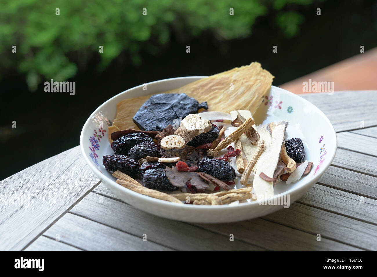 Group of chinese medicine herbs for herbal soup and act as traditional