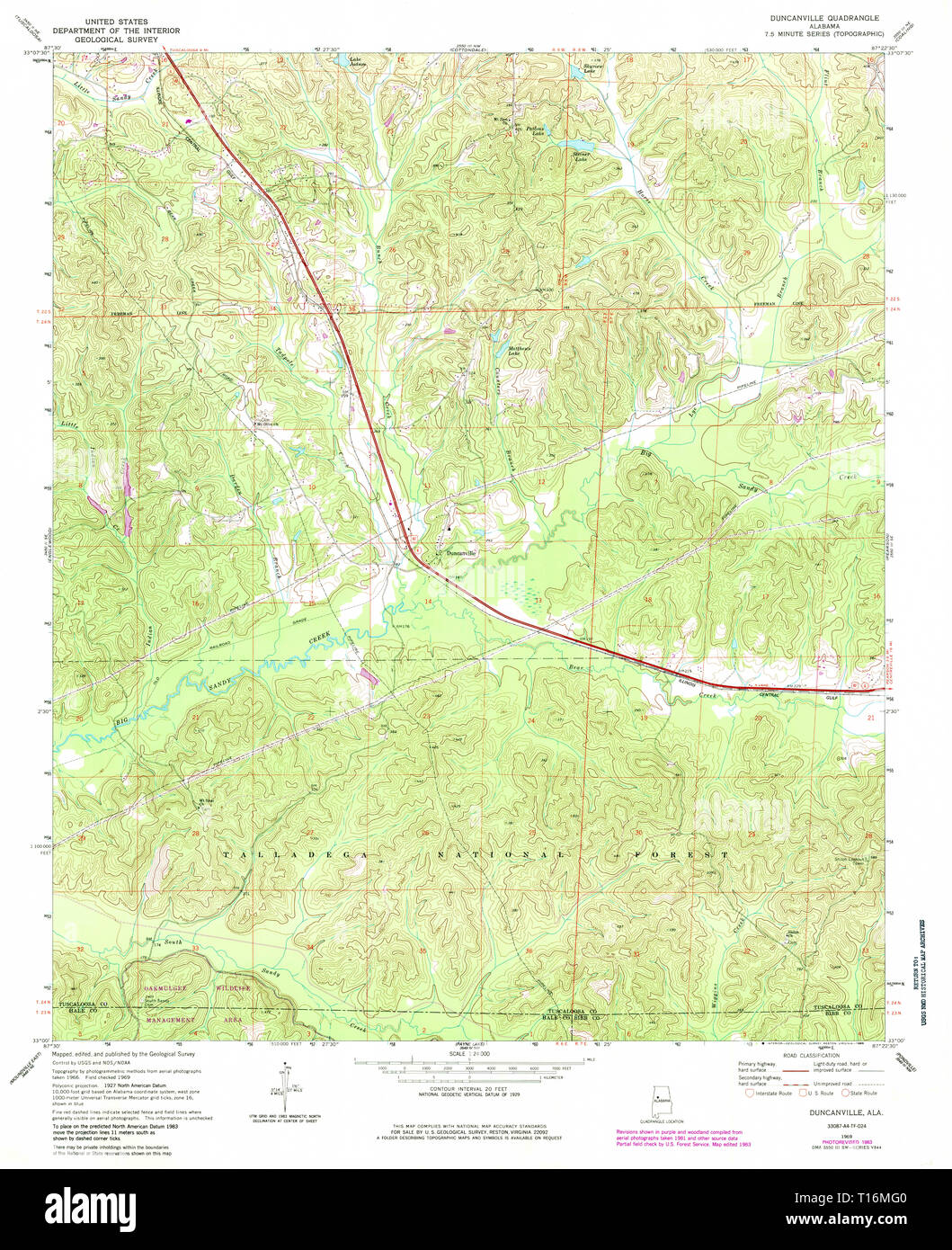 USGS TOPO Map Alabama AL Duncanville 303722 1969 24000 Stock Photo