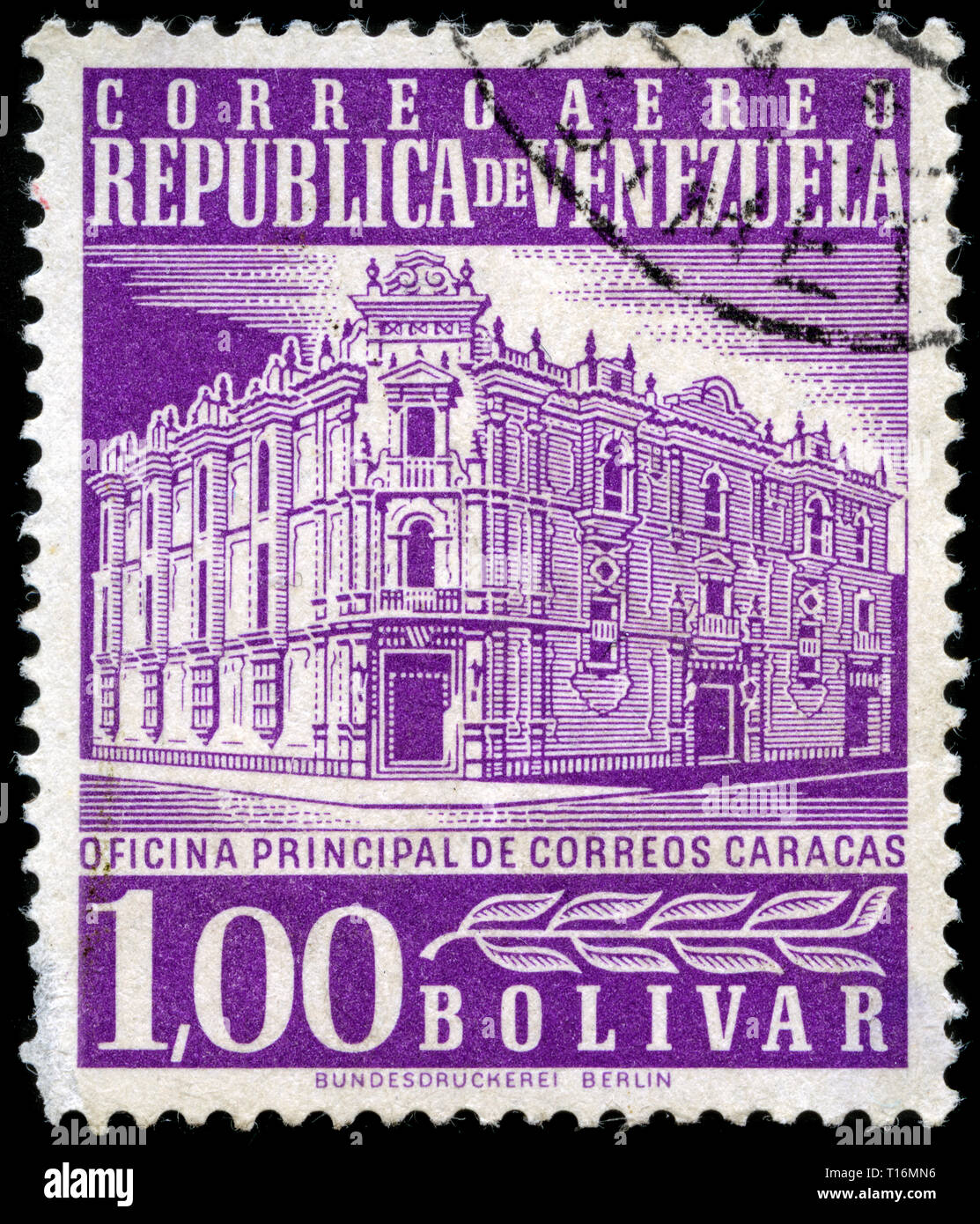 Postage stamp from Venezuela in the Main Post Office, Caracas series