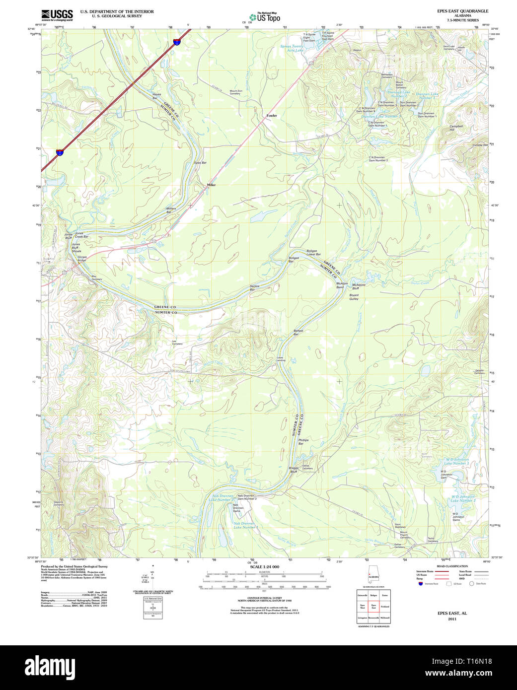 USGS TOPO Map Alabama AL Epes East 20110914 TM Stock Photo Alamy