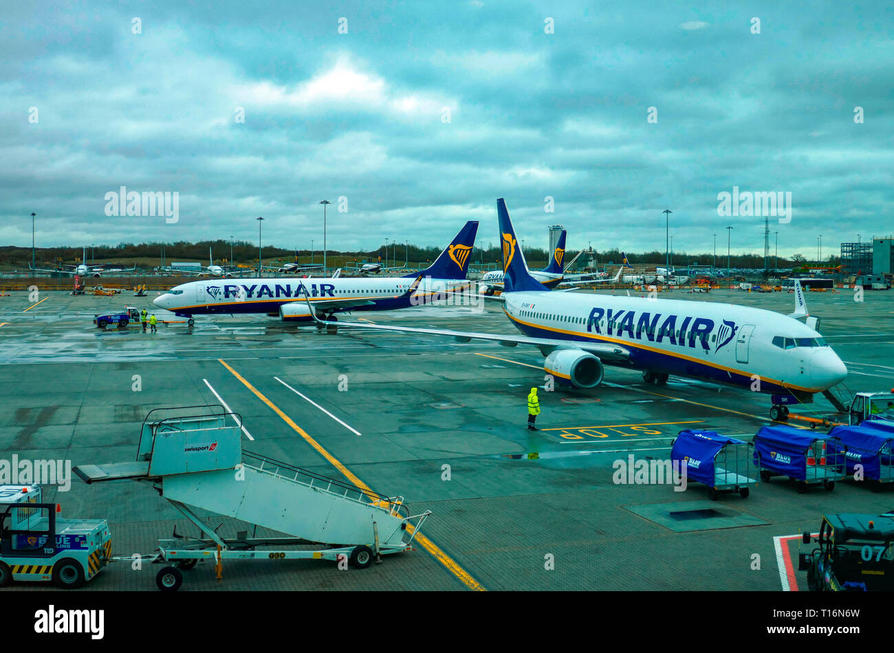 Ryanair budget carrier, Boeing 737, airline, Stansted Airport, London