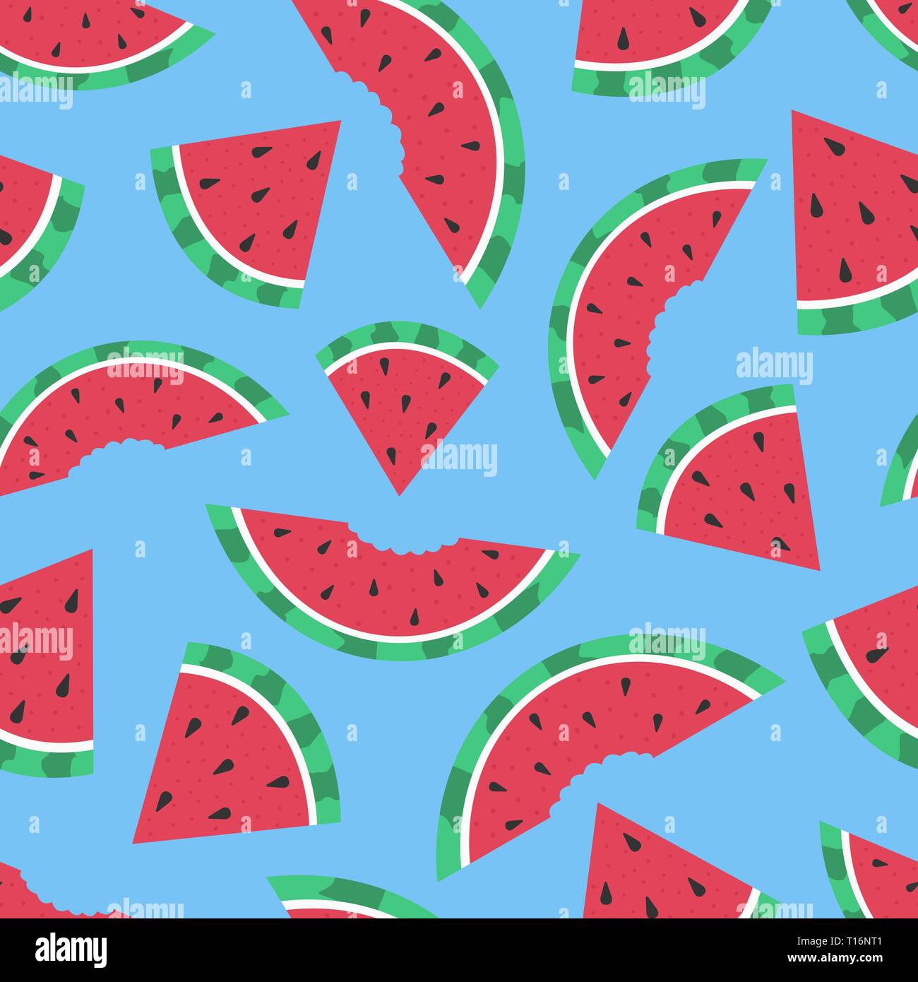 Cartoon seamless pattern. Vector summer background. Watermelons. Stock Vector