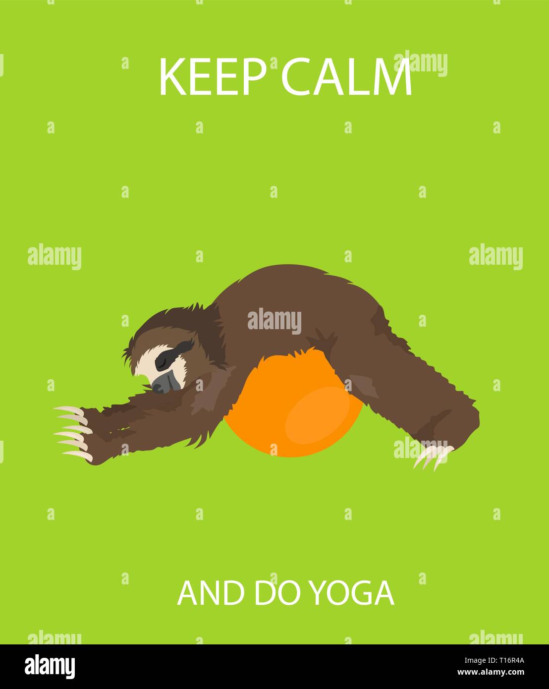Sloth yoga collection. Funny cartoon animals in different postures set. Vector illustration Stock Vector