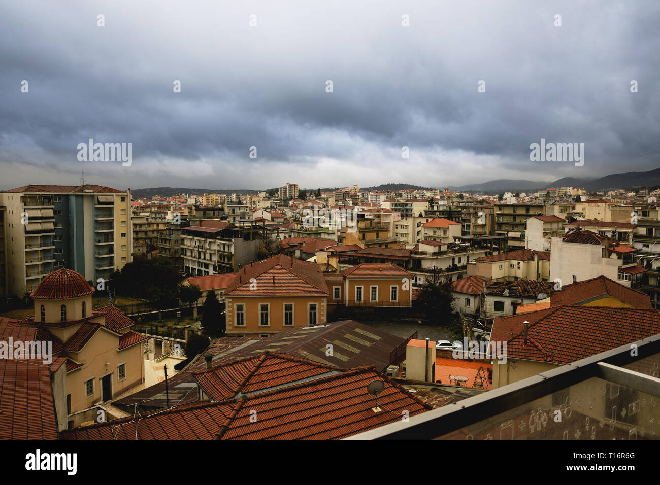 Cityscape of Greek town of Tripoli at Arkadia Peloponnese region. Stock Photo