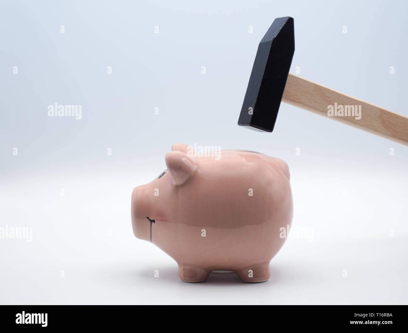 Image of a piggy bank that is about to be smashed with a hammer Stock ...