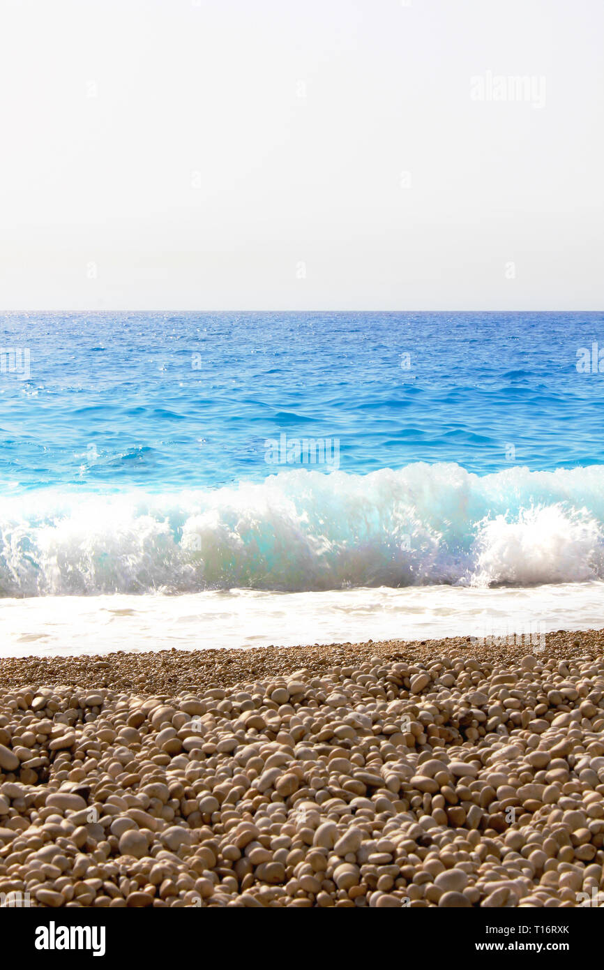Beautiful Egremni beach (Ionian sea) on the island of Lefkada in Greece. Stock Photo