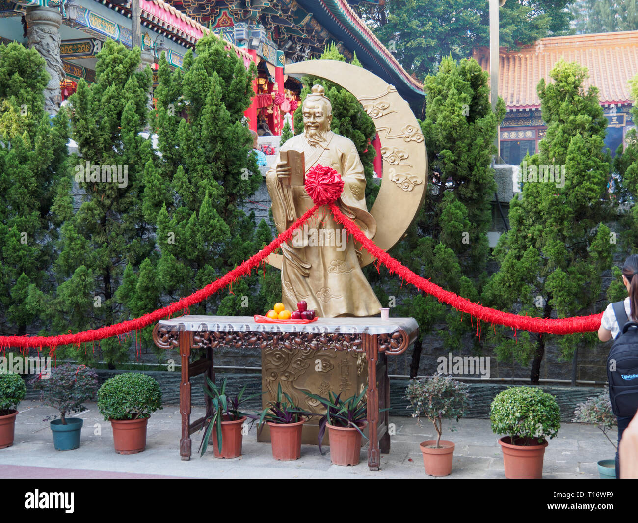Kowloon, Hong Kong - November 03, 2017: An image of Yue Lao the god of marriage and love. The statue can be found in the Wong Tai Sin temple in Hong K Stock Photo