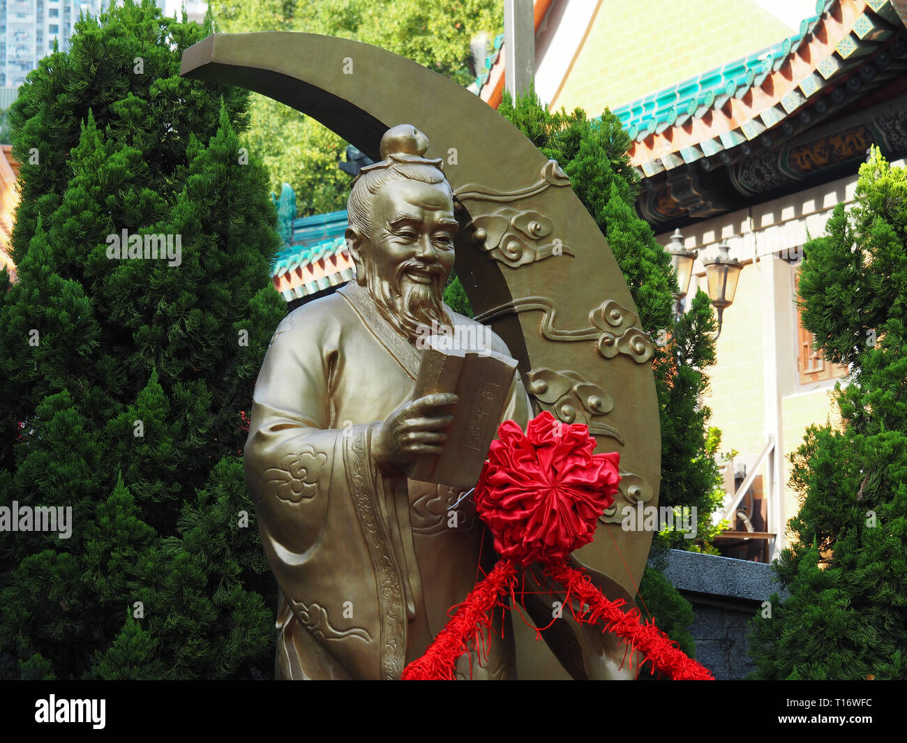Kowloon, Hong Kong - November 03, 2017: An image of Yue Lao the god of marriage and love. The statue can be found in the Wong Tai Sin temple in Hong K Stock Photo