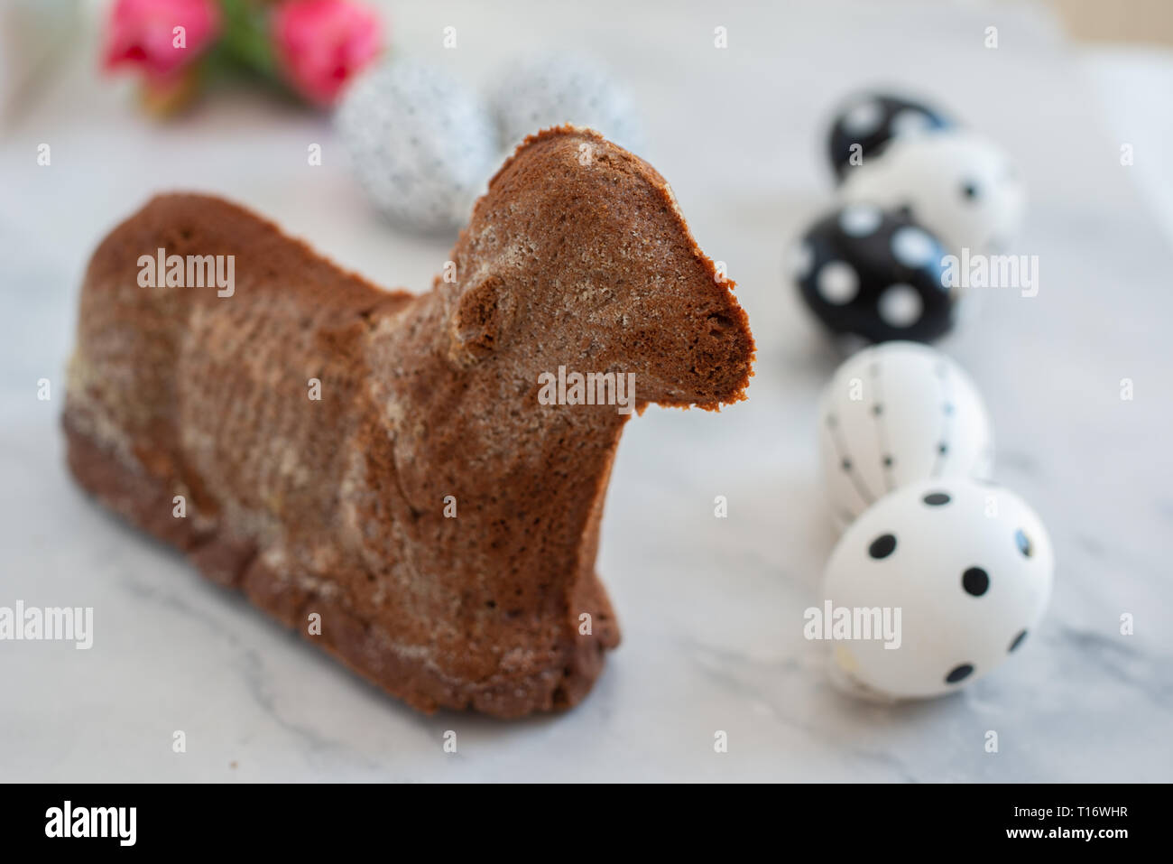 Chocolate Easter Lamb Cake Stock Photo - Alamy