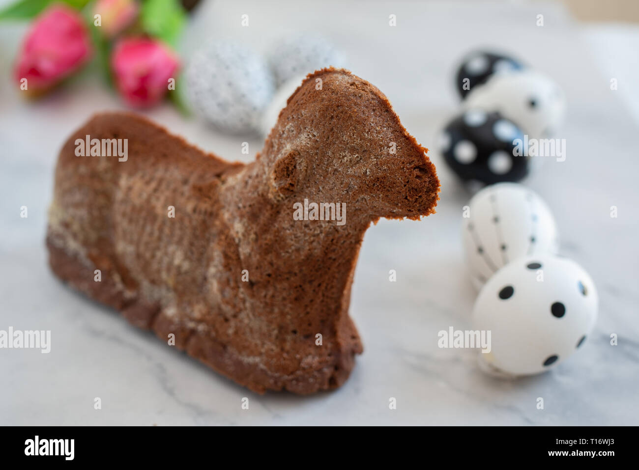 Chocolate Easter Lamb Cake Stock Photo Alamy