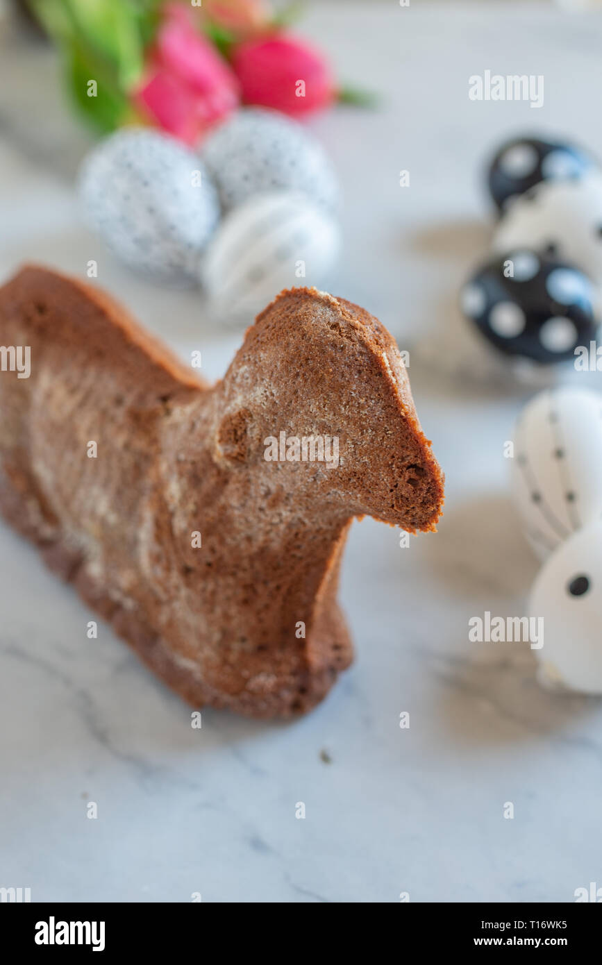 Chocolate Easter Lamb Cake Stock Photo - Alamy