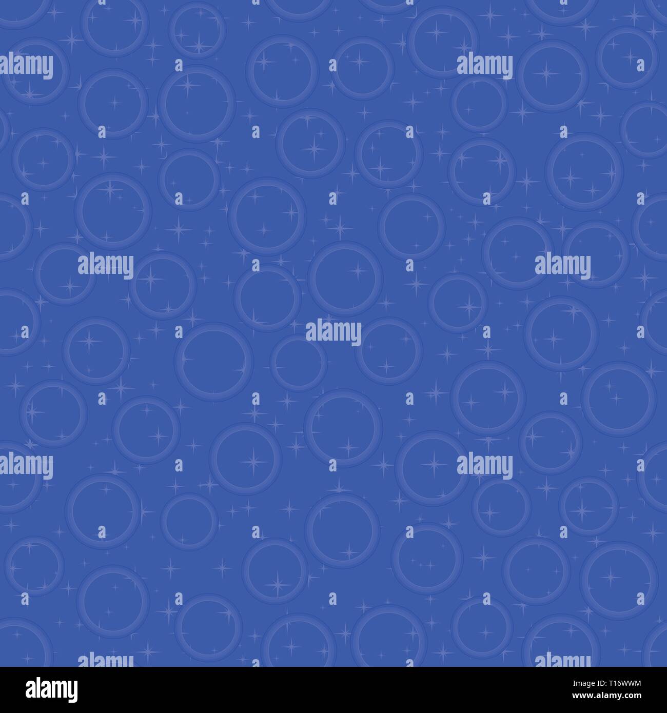 Blue seamless pattern with bubbles and stars, vector illustration Stock Vector