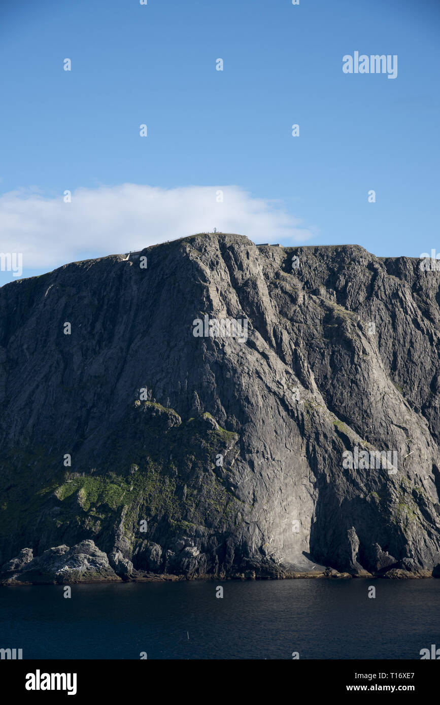 North Cape is an extremely touristic hotspot on Magerøya Island in Norhern Norway. Stock Photo