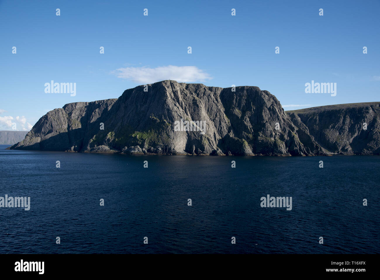 North Cape is an extremely touristic hotspot on Magerøya Island in Norhern Norway. Stock Photo