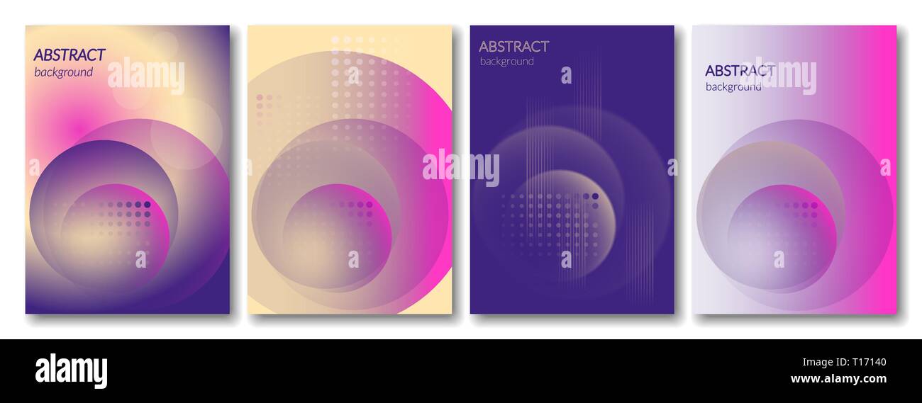Set of abstract neon background with glowing ball and circles Stock Vector