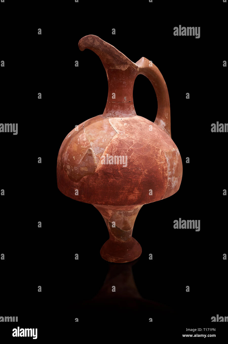 Hittite terra cotta red glazed beak spout pitcher . Hittite Period, 1600 - 1200 BC.  Hattusa Boğazkale. Çorum Archaeological Museum, Corum, Turkey. Ag Stock Photo