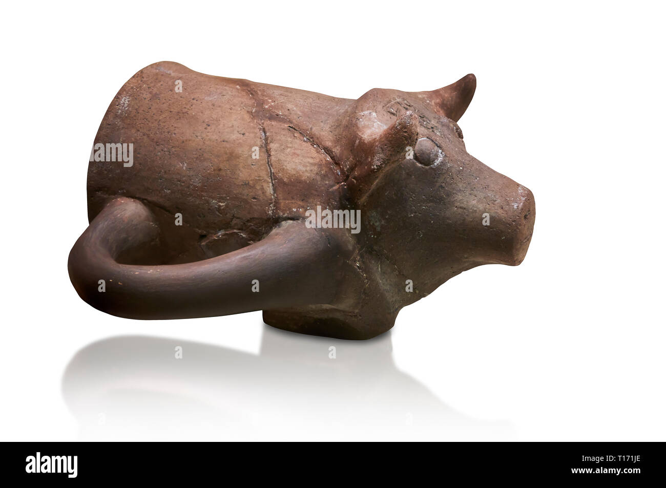 Hittite terra cotta ceremonial libation rhython in the shape of a boar. Hittite Old Period, 1650 - 1450 BC.  Hattusa Boğazkale. Çorum Archaeological M Stock Photo