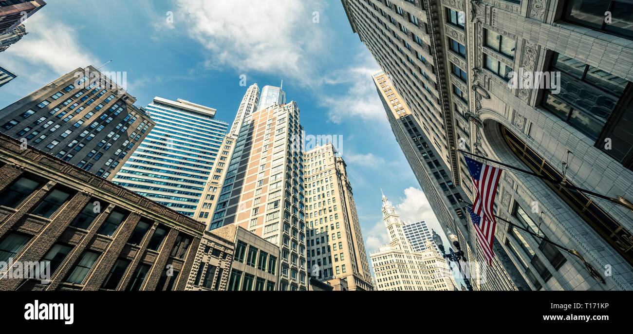 View of Chicago skyscrapers with sky, USA Stock Photo - Alamy