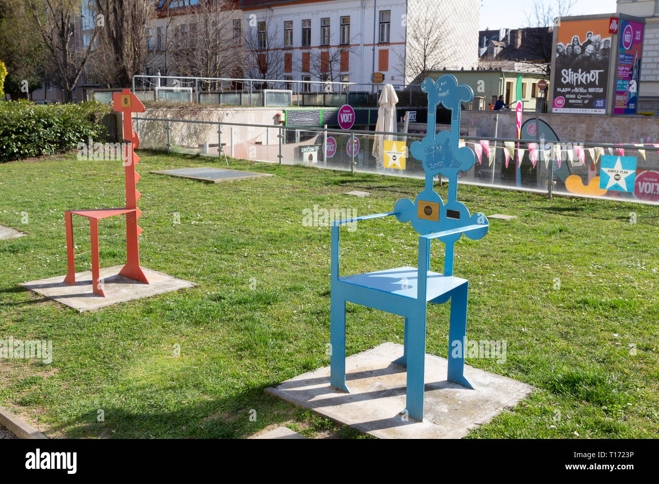 Volt Festival Metal Chairs Next To The Volt Cafe In Deak Ter
