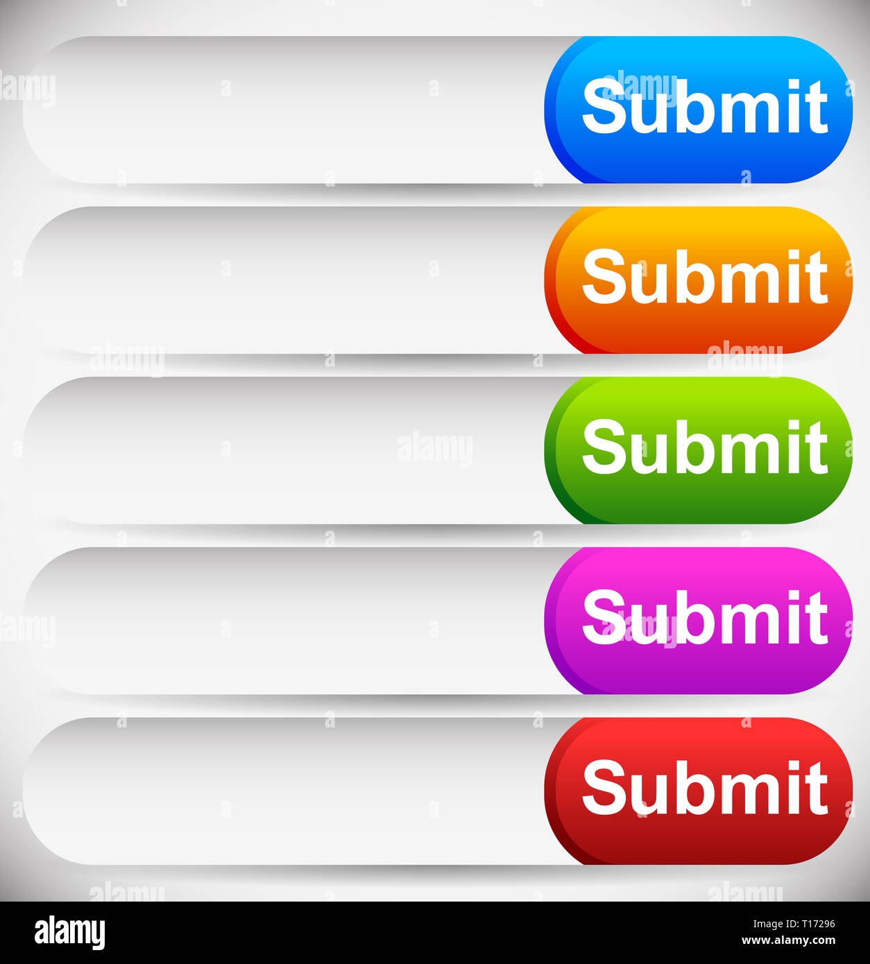 Eps 10 Vector Illustration Of Colorful Rounded Submit Buttons Text Input Fields Form Elements With Submit Button Elements For Ui Web Design Stock Photo Alamy