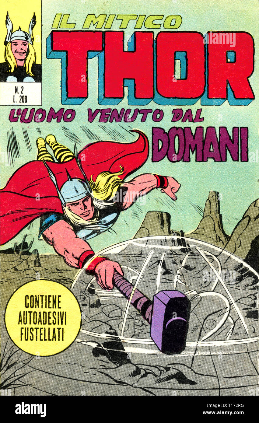 Italy - 1971: first edition of Marvel comic books, cover of The Mighty Thor, God of Thunder Stock Photo